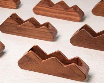 Personalized Walnut Wood Business Card Holder, Customized Engraved Name, Gift for Colleague, Staff, Coworker, Office, Desk Accessories Decor