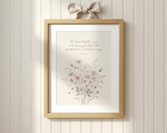 Christian Nursery Art, Psalm 103:4 Wildflower Bible Verse Print (Digital Download)