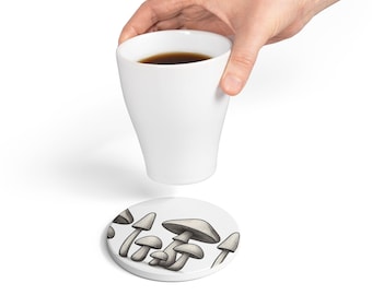 Keramikunderlägg med svampmotiv, naturinspirerade underlägg för heminredning, miljövänliga drinkunderlägg, kökspresent, bohemisk stil
