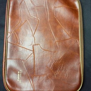 ヴィンテージ 70年代 80年代 ブラウン パッチワーク フェイクレザー ポートフォリオケース ジップオーガナイザー レトロ エグゼクティブ III