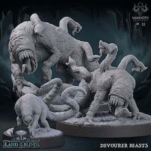 Besta Devoradora Aberração Multicabeças (Base de 32 mm a 100 mm) – Resina Ultra-HD 16K | Mammoth Factory Terra dos Cegos para D&D, Pathfinder