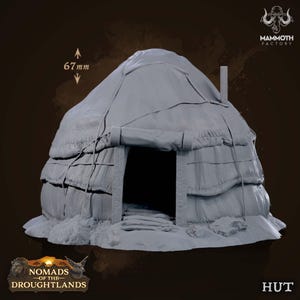 Nomads of the Droughtlands Scatter Terrain Set Cabane, arbre, ronces - Résine ultra-HD 16K | Mammoth Factory Paysage désertique pour D&D, Pathfinder