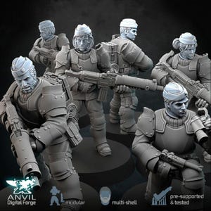 Spearpoint Gunblade Specialists & Sidecaps | 32mm Scale | Anvil Industry Digital Forge Modular Sci-Fi Heavy Weapons | Pro Primed