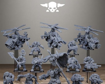 Orkaz Starter Pack - 14pc 16K HD Sci-Fi Orc Army Bundle - Savage Space Warrior Horde - Station Forge - 3D Printed 32mm