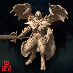 Miniature du monstre de l'Atlas Titivilus Archidiable | 28 mm 32 mm 54 mm 75 mm 100 mm Échelle | D&D Pathfinder, prince des enfers, boss | Apprêt professionnel