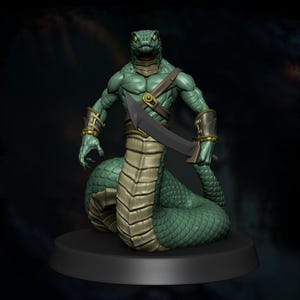 Atlante dei mostri serpente-diavolo Yuan-ti Abomination / Scala 28 mm 32 mm 54 mm 75 mm 100 mm / D&D Pathfinder Malison Serpent Boss / Primer professionale