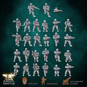 Idaho's Dragon Commandos 26-Piece Squad | 32mm Scale | Anvil Industry Digital Forge Afterlife Sci-Fi Infantry | Pro Primed