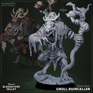 Mammoth Factory | Gnoll Shaman Miniature | Gnoll Ruincaller / Taskmaster / Packmaster | Wasteland Hero Mini |16K Resin| Bloodstone Valley 5E