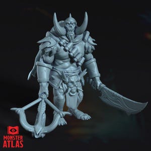 Orthon Infernal Hunter Monster Atlas | 28mm 32mm 54mm 75mm 100mm Scale | D&D Pathfinder Hell Fiend Bounty Hunter Boss | Pro Primed
