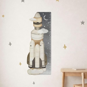 Rocket Growth Chart Fabric Wall Decals for Nursery | Space Wall Stickers with Name Option