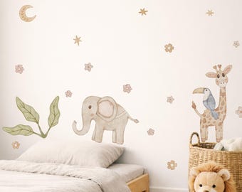 Vinilos decorativos de tela con motivos de safari para pared - Pegatinas para habitaciones infantiles y de bebés