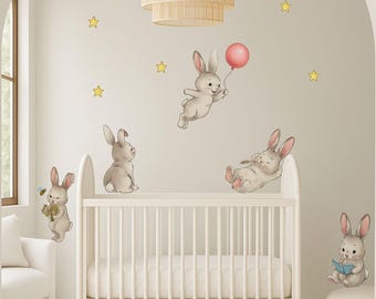 Wandtattoos aus Stoff mit Hasenmotiv – Hasenaufkleber für Kinderzimmer