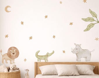 Vinilos decorativos de tela con motivos de safari para pared - Pegatinas para habitaciones infantiles y de bebés