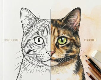 50-Page Cat Breed Coloring Book Printable PDF | Adult & Kids Coloring Pages | Feline Line Art