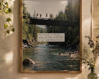The Feeling of Being Alive Wall Art Print | Nostalgic Summer River Photo | Aesthetic Nature Photography | Emotional Quote Print | 8x10 Print