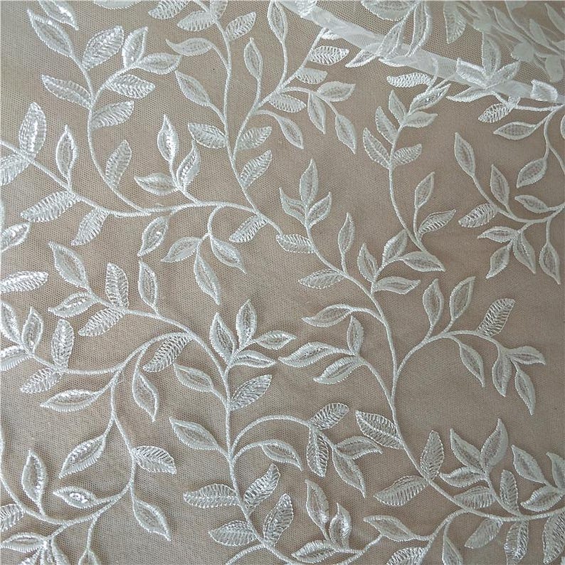 Off White Sequin Tulle Bridal Lace Fabric,embroidery Soft Lace Fabric ...