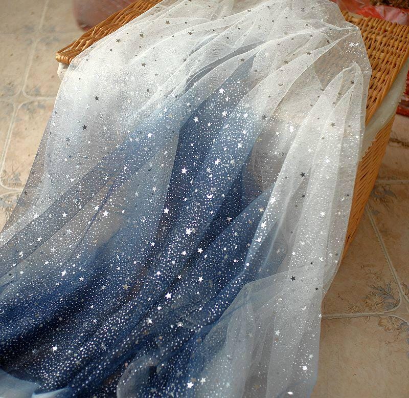 blue dress with stars and moons Moons & Stars Embroidered Denim Dress With Pockets main image 1