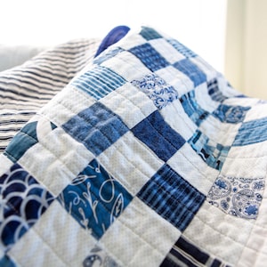 Handmade Blue Patchwork Baby Quilt | Australian Cotton, Coastal Style