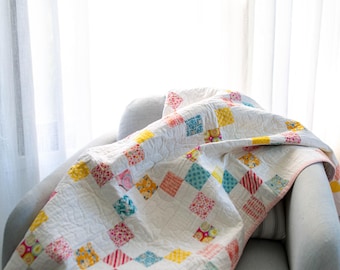 Handmade Patchwork Baby Quilt: Modern Cotton Irish Chain Design