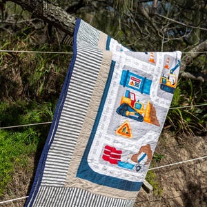 Handmade Quilt, Nursery Decor,Ticking Stripe
