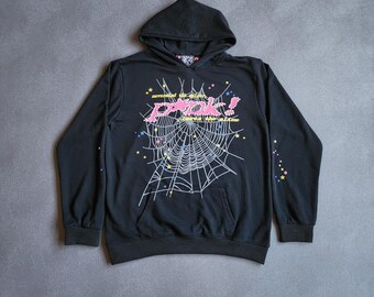 Sp5der Pink V1 Black Pullover Hoodie XL