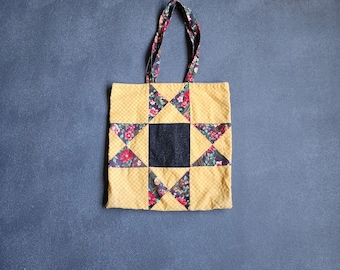 Y2K Abstract Patterned Canvas Tote Hand Bag