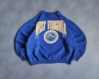 Vintage West Virginia Mountaineer Galt Sand Blue Sweatshirt Large