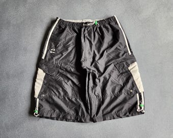 Vintage Baggy OTB One Tough Brand Black Cargo Polyester Shorts XL