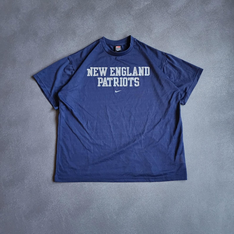 Vintage Nike New England Patriots Center Swoosh Navy Mesh Shirt XXL image 1
