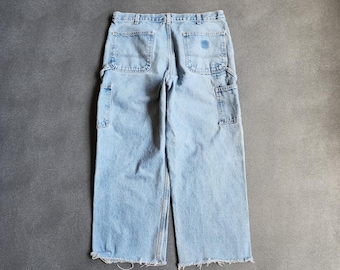 Baggy Carhartt Carpenter Dungaree Blue Denim Jeans 38x26