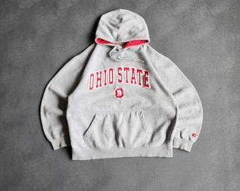 Y2K Ohio State Buckeyes Grey Pullover Hoodie Large