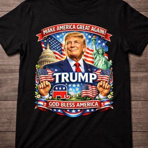 Donald Trump MAGA Patriotisk T-shirt – Gud välsigne Amerika Republikansk Graphic T-shirt