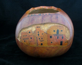 The Village -  Gourd Art Bowl