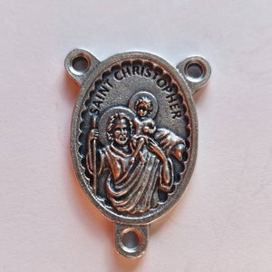 Large Oval Saint Christopher Rosary Connector, Rosary Center, Rosary Making Parts, Catholic Centerpiece, Catholic Parts, Jewelry Making