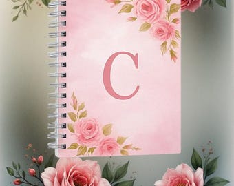 Caderno Floral Personalizado | Diário de Rosas Rosas | Agenda A5 Wire-O Bound | Presente para Mulheres | Produto Físico