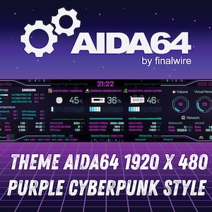 1920x480 Theme Cyberpunk Style Sensor Panel for AIDA64