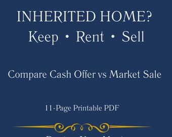 Inherited Home Decision Planner | Keep Rent Sell Worksheet | Estate Property Comparison Guide | Printable PDF