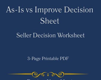 As-Is vs Improve Decision Worksheet | Sell As Is or Renovate PDF | Real Estate Seller Tool