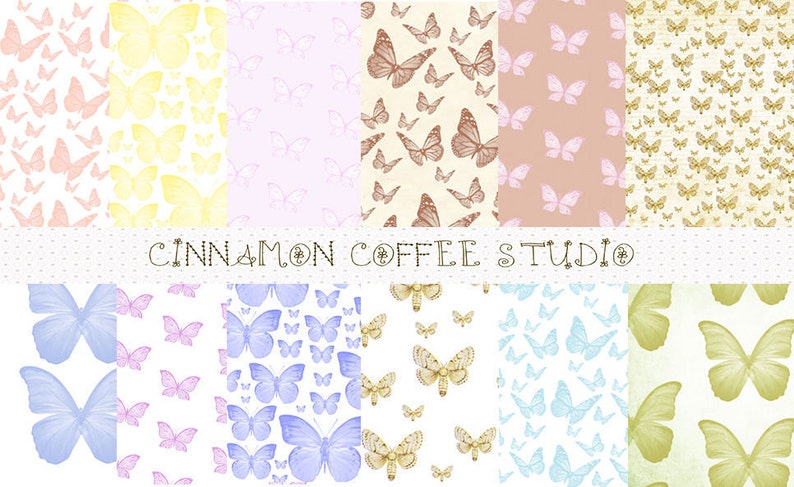 Butterfly Digital Papers Romantic Butterflies Backgrounds Etsy
