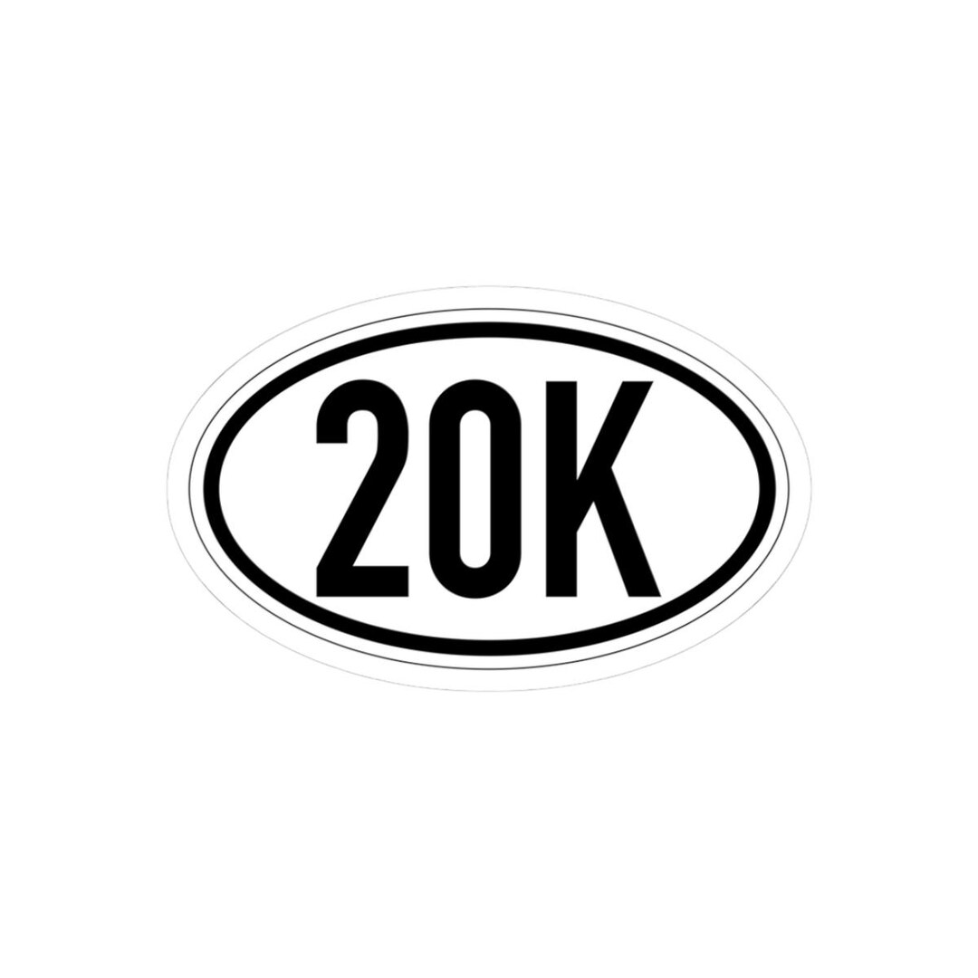 20K Vinyl Sticker, 4 Sizes, Oval Running Decal for Runners & Race ...