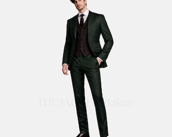 Dunkelgrüner Viktorianischer Anzug Herren Gothic Hochzeitsanzug 3 Stück Schwarze Weste Königlicher Bräutigam Formelle Vintage Outfit Regency Style