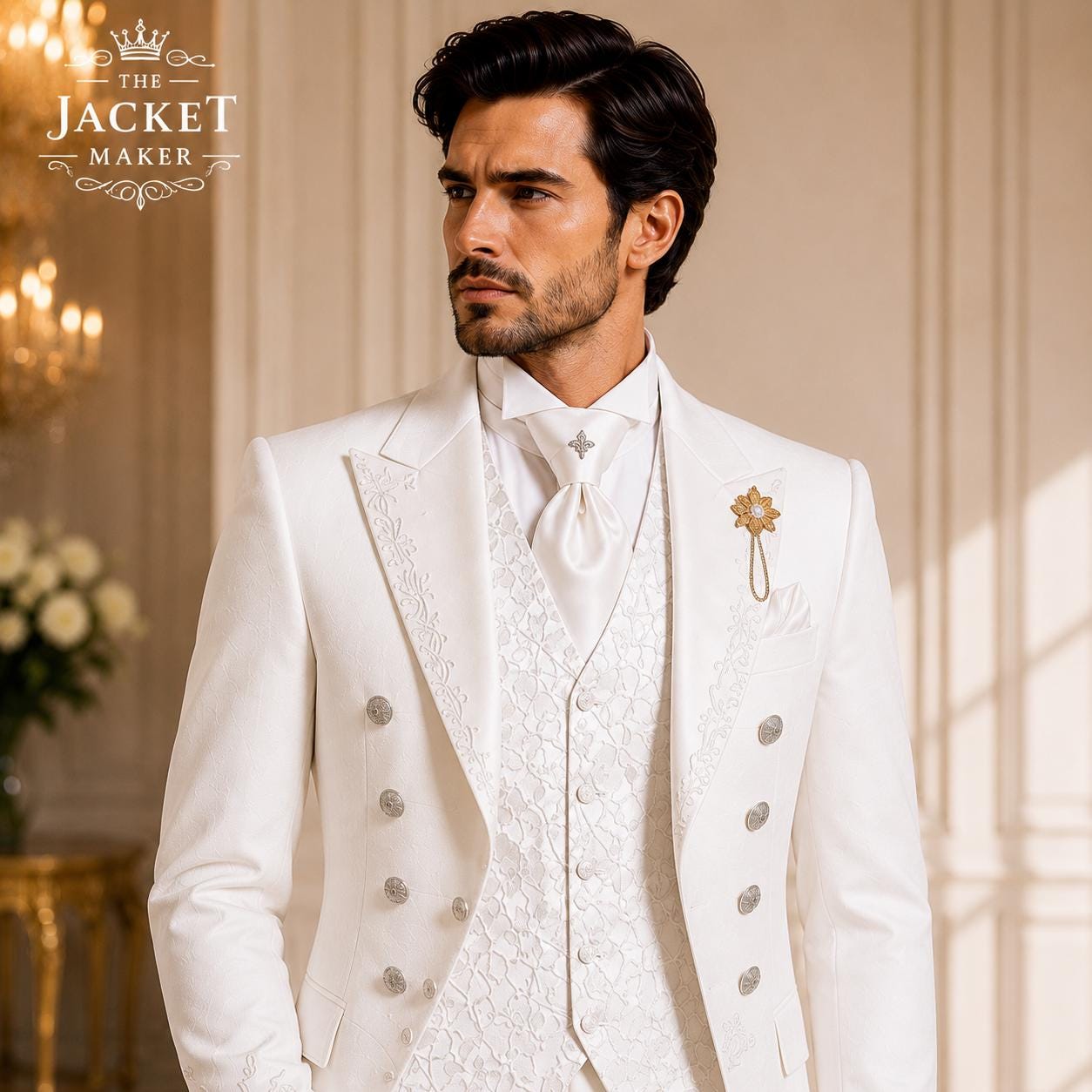 Men's White Tailcoat Suit, 3 Piece Victorian Suit, Regency Wedding Suit, Groom Tailcoat, Long Formal Coat, Custom Made