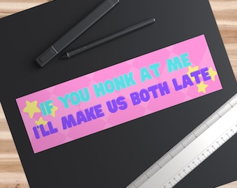 Funny Car Bumper Sticker: Playful Vehicle Decal - UV Protected