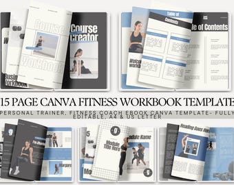 115 Page Fitness Coaching eBook Canva Template | Editable Workbook for Personal Trainers & Functional Gyms A4 US Letter
