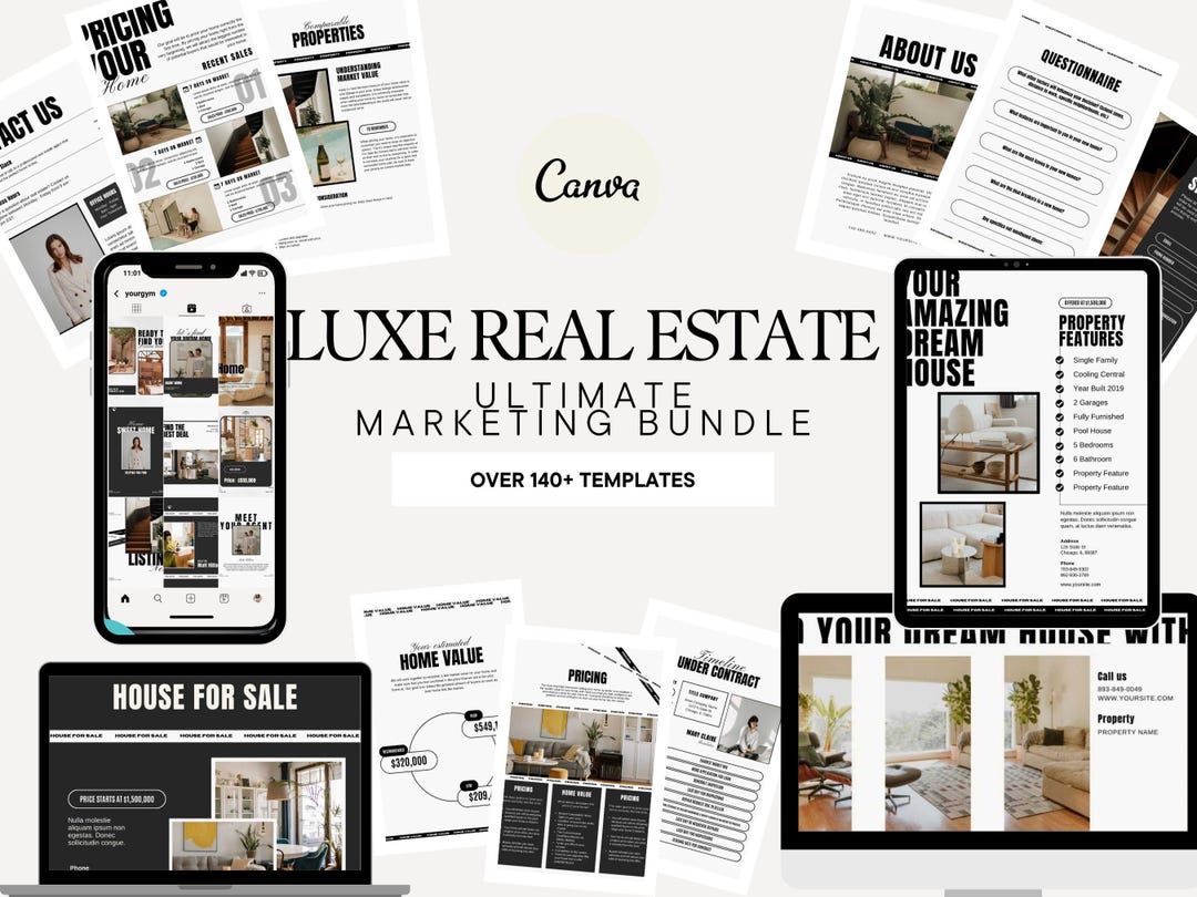 Ultimate Luxe Real Estate Marketing All in One Bundle- Canva Templates ...