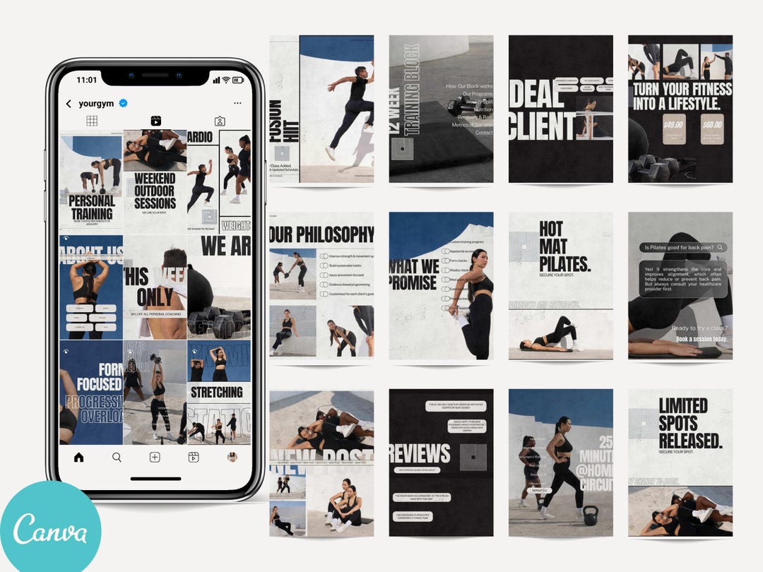 Fitness Coach Instagram Portrait Post Templates | Canva Editable for ...