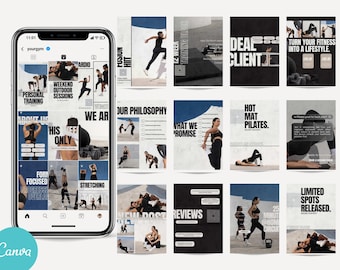 Fitness Coach Instagram Portrait Post Templates | Canva Editable for Personal Trainers & Functional Gyms