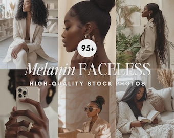 Melanin AI Stock Photos MRR PLR / Girl Boss Branding Bundle / Faceless Marketing Photos / Female Entrepreneur Instant Download
