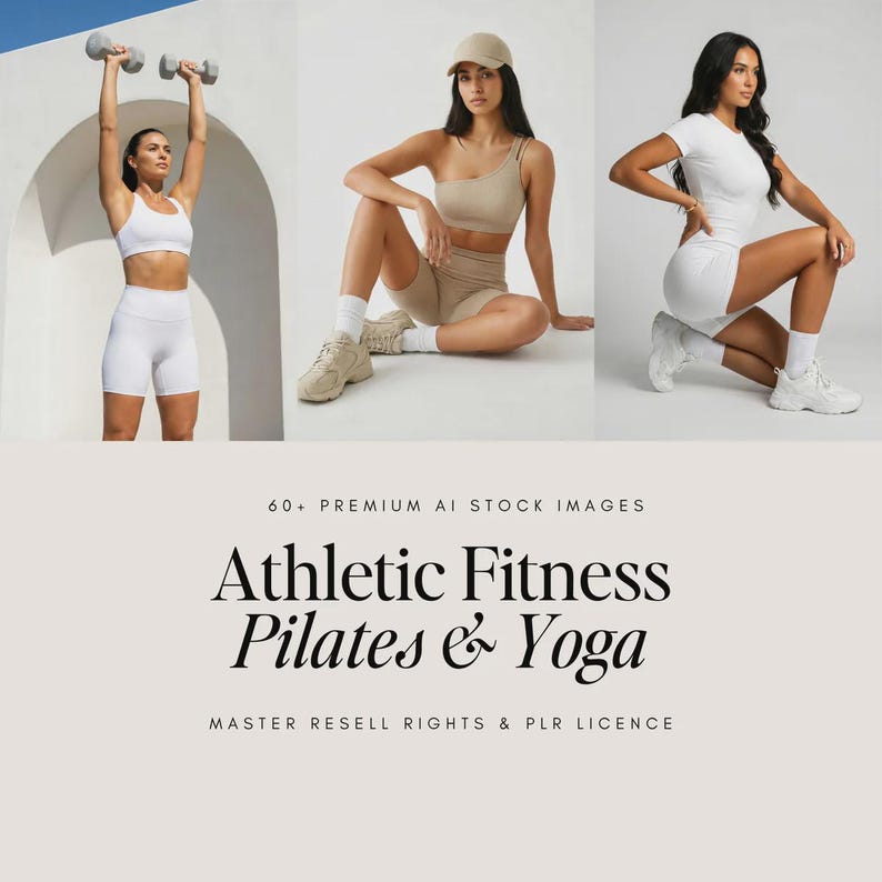 Foto stock di fitness AI MRR PLR / Pacchetto branding Pilates Yoga / Foto per creatori di contenuti benessere / Salute, benessere Download immediato immagine 1