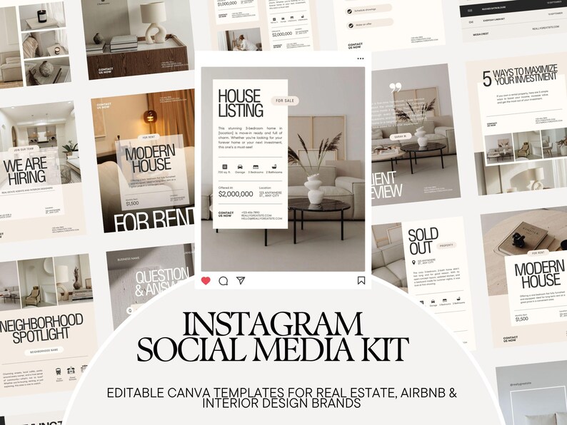 Real Estate Instagram Post Templates | Canva Editable Social Media ...